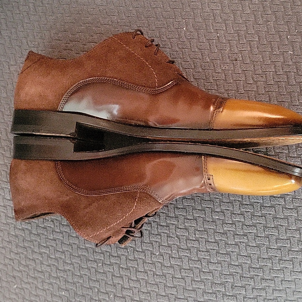 VellaPais Men's Dark/Light Brown Leather/Suede Oxford Shoes SZ 10 Style 4114 - Picture 5 of 10